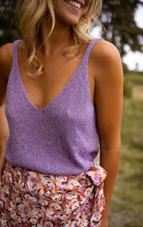 Top Neda - mauve effet laine