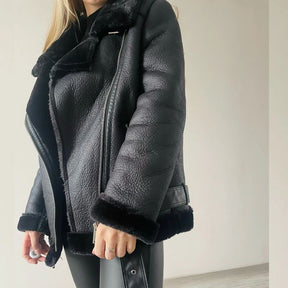 Veste polaire en cuir pour femme