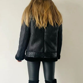 Veste polaire en cuir pour femme