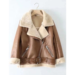 Veste polaire en cuir pour femme